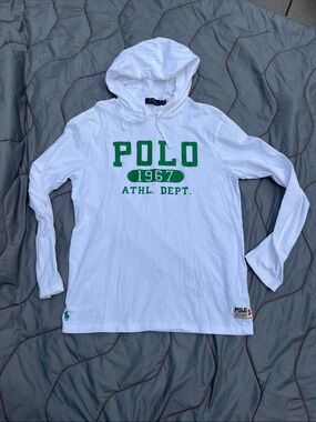 Polo Ralph Lauren Athl Dept White Hooded lightweight hoodie size S